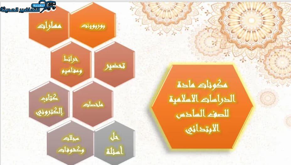 مكونات مادة الدراسات الاسلامية للصف السادس الابتدائي
