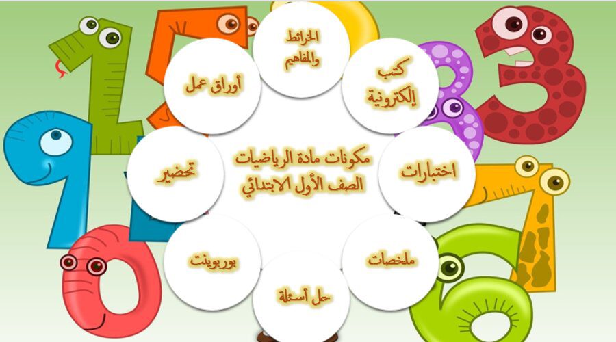 مكونات مادة الرياضيات للصف الأول الابتدائى
