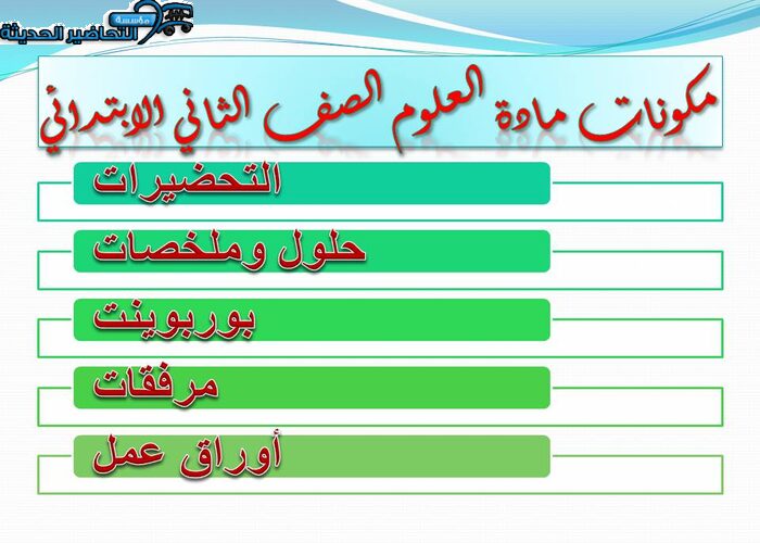 مكونات مادة العلوم الصف الثاني الابتدائي