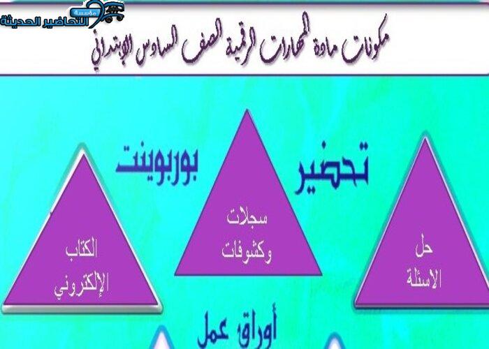 مكونات مادة المهارات الرقمية الصف السادس الابتدائي
