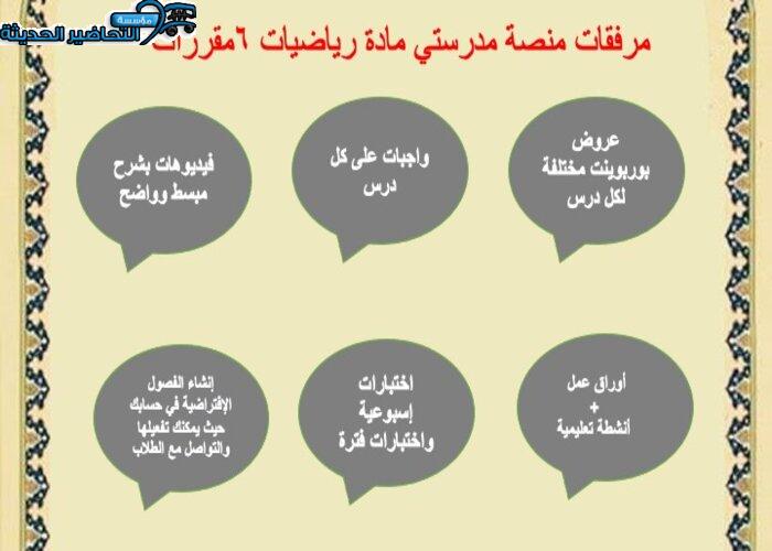 منصة مدرستي مادة رياضيات 6 مقررات