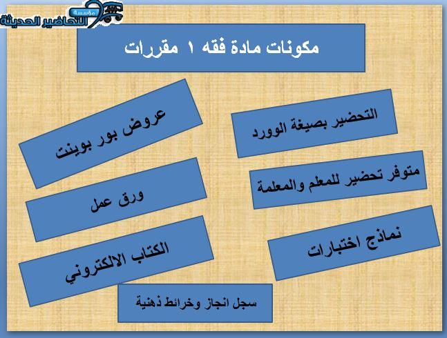 مكونات مادة فقه 1 مقررات