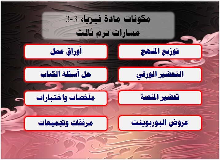 مكونات مادة فيزياء 3-3 مسارات ترم ثالث