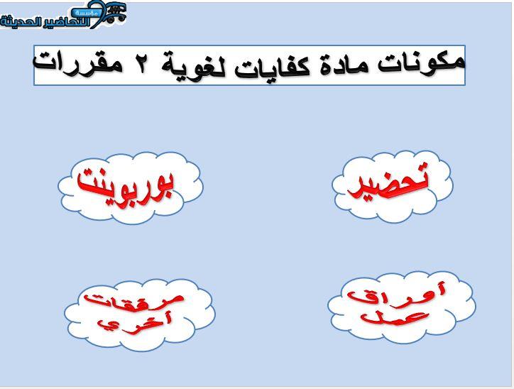 مكونات مادة كفايات لغوية 2 مقررات