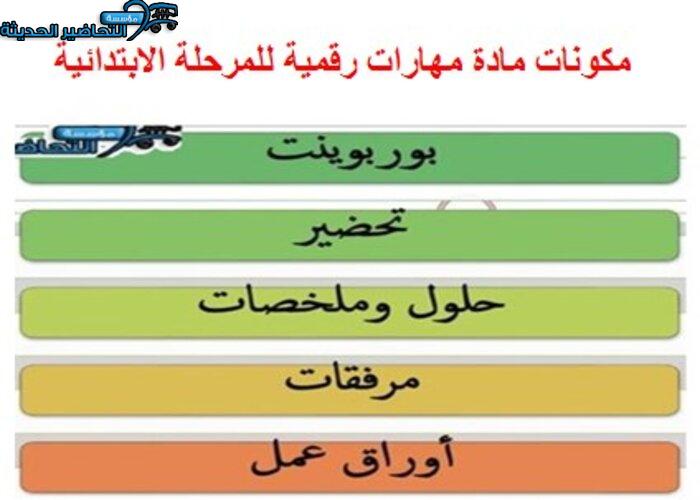 حل اسئلة مادة حاسب آلى للصف الرابع الابتدائي مكونات مادة الحاسب الآلى للمرحلة الابتدائية