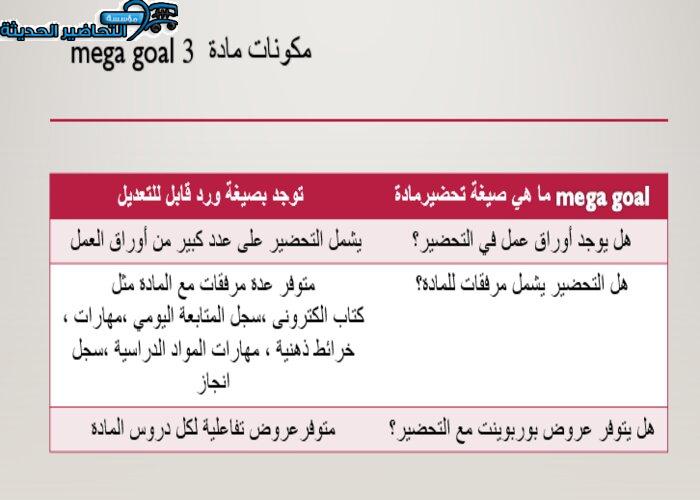 مكونات مادة ميجا جول Mega Goal 3 مقررات