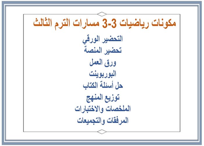ملخصات رياضيات 3-3 مسارات الترم الثالث 