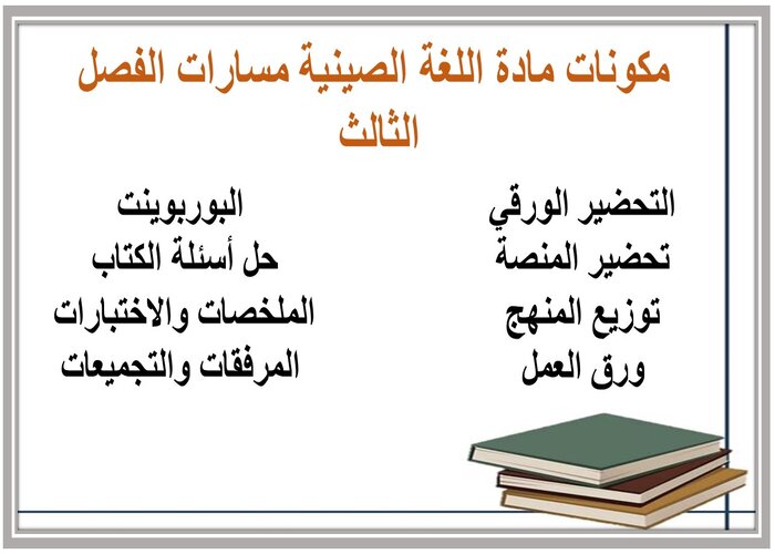 ملف انجاز مادة اللغة الصينية مسارات الفصل الثالث 