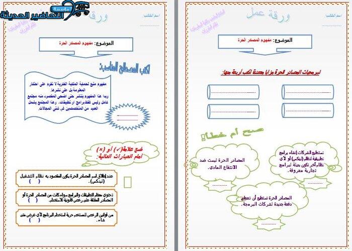 منصة مدرستي مادة الحاسب الآلي 1 مقررات