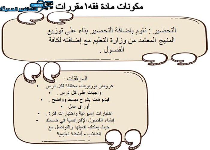 مكونات مادة فقة 1 مقررات على منصة مدرستي