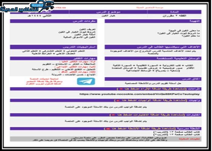 منصة مدرستي لمادة فقة 2 مقررات