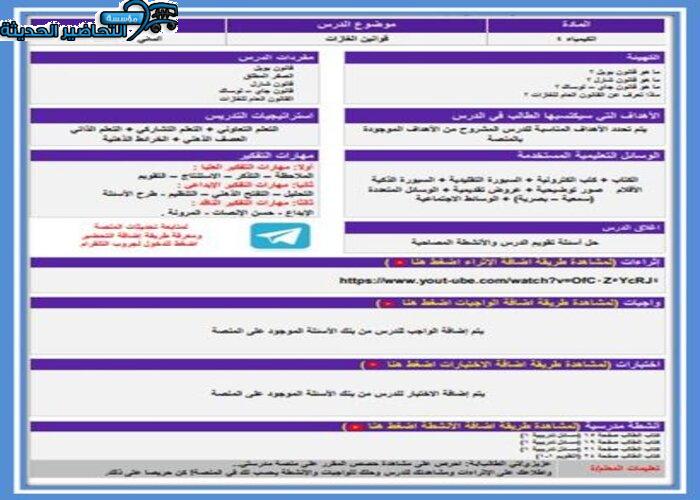 منصة مدرستي مادة كمياء 4 مقررات