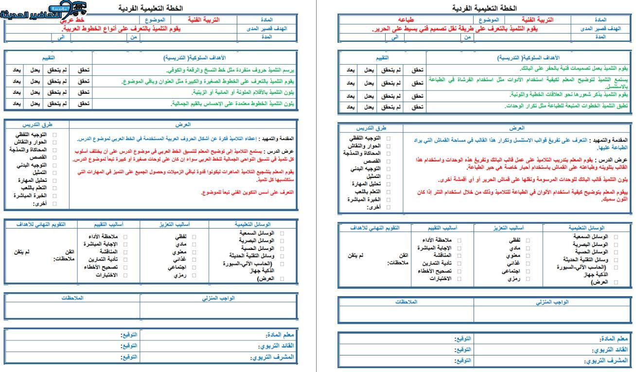 مهارات التفكير مادة التربية الفنية التربية الفكرية الفصل الأول مدرستي