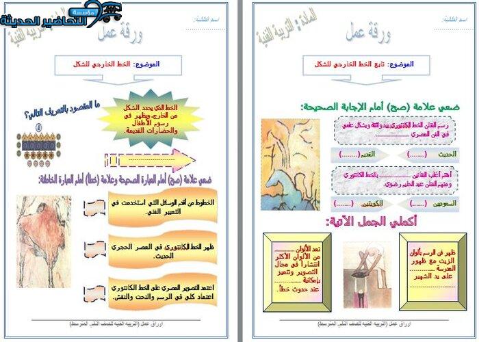 مهارات التفكير التربية الفنية ثاني متوسط الفصل الأول مدرستي