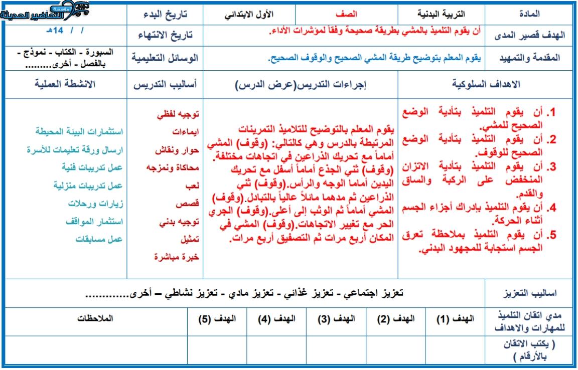 مهارات التفكير مادة تربية بدنية تربية فكرية الصف الأول الابتدائي الفصل الأول مدرستي