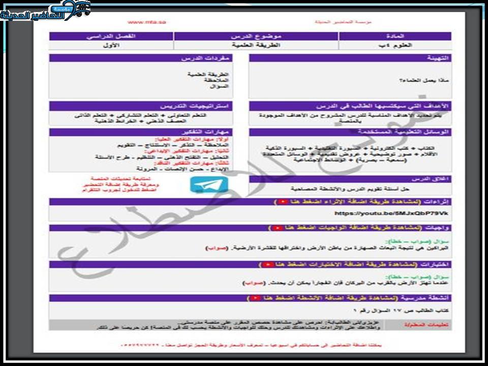 مهارات التفكير منصة مدرستي العلوم الصف الرابع الابتدائي الفصل الثاني
