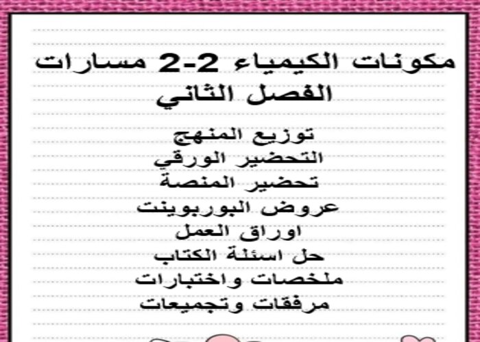 مهارات التفكير منصة مدرستي الكيمياء 2-2 مسارات الفصل الثاني مهارات التفكير منصة مدرستي الكيمياء 2-2 مسارات الفصل الثاني