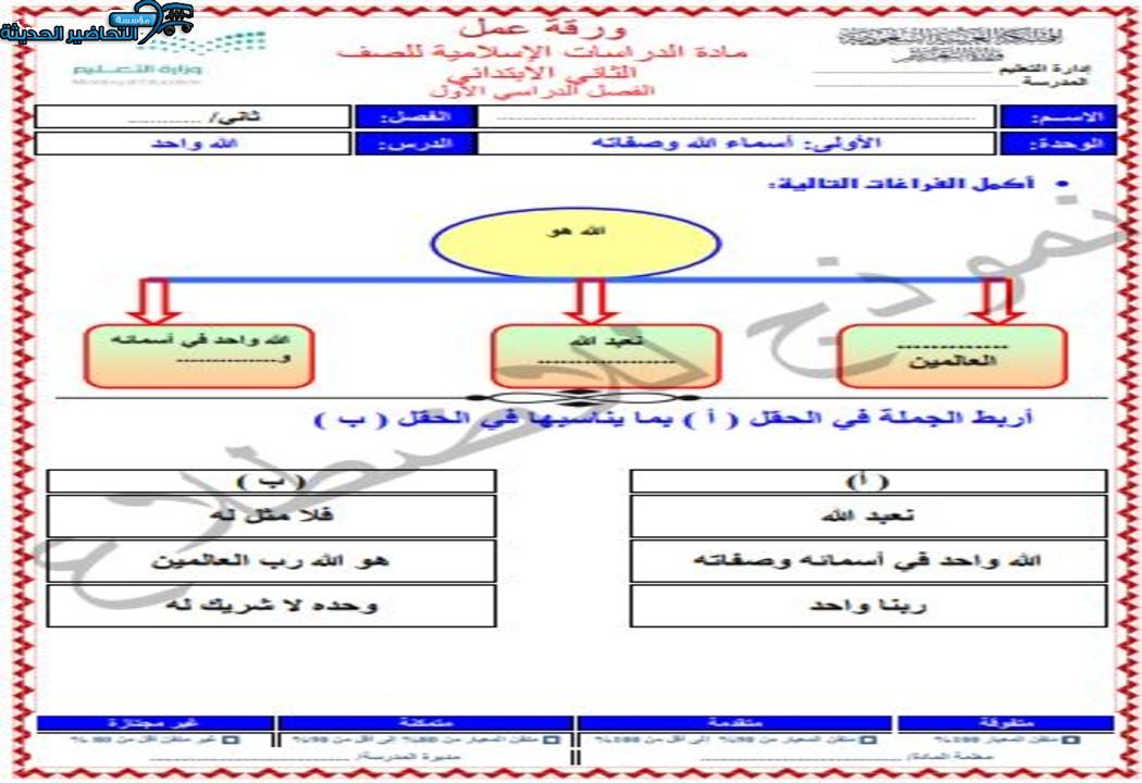 مهارات التفكير منصه مدرستي دراسات اسلامية الصف الثاني الابتدائي الفصل الثاني
