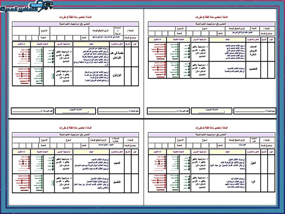 نماذج تحضير مادة الفقه 2 مقررات النصف الاول