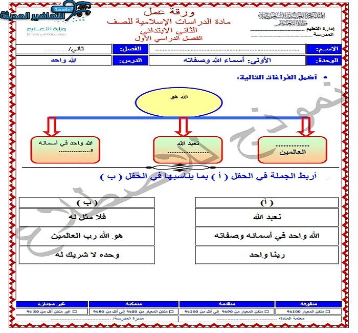 إغلاق درس منصة مدرستي دراسات إسلامية الصف الثاني الابتدائي الفصل الثاني نموذج أوراق عمل مادة دراسات إسلامية للصف الثاني الابتدائي الفصل الثاني