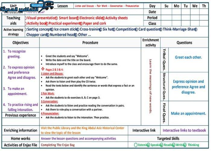 نموذج تحضير درس Unit 1 Lesson 10 مادة Mega Goal 1 مقررات