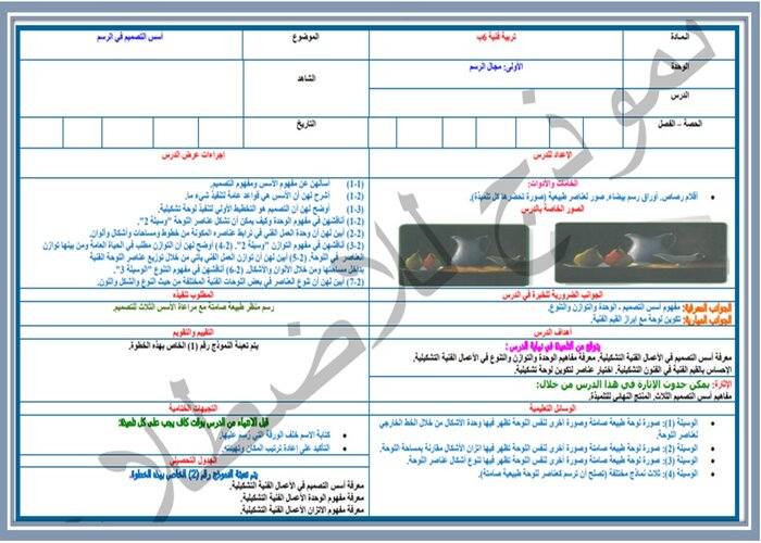 واجبات منصه مدرستي مادة تربية فنية الصف السادس الابتدائي الفصل الثاني 