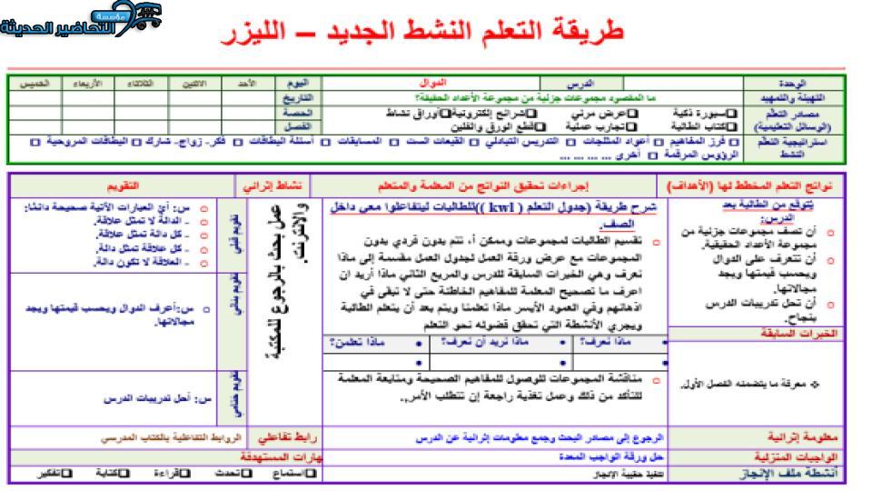 بوربوينت مادة رياضيات 5 مقررات