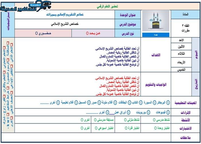 تحضير مادة الفقه 3 مقررات