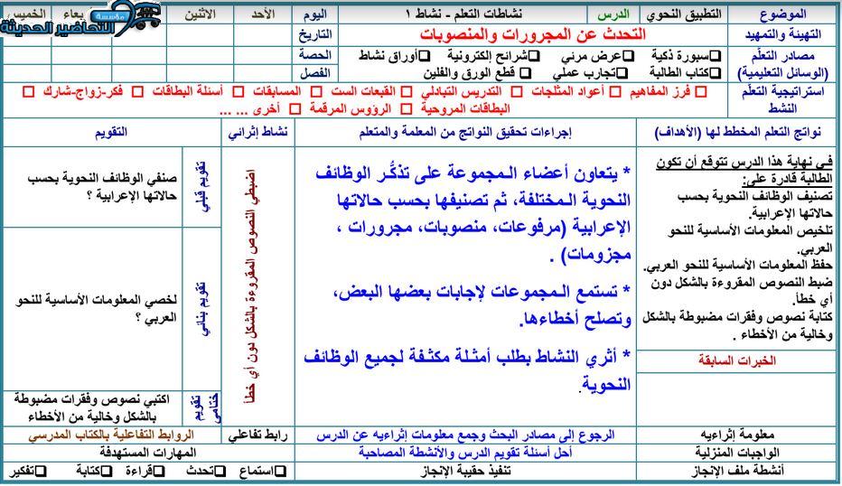ورق عمل مادة الكفايات اللغوية 4 مقررات