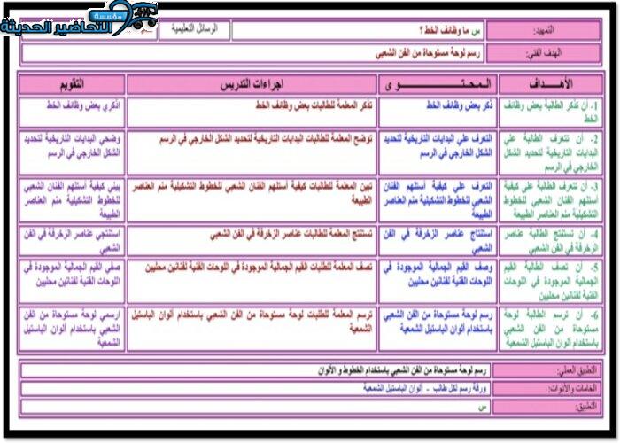 واجبات التربية الفنية الصف الثاني الابتدائي الفصل الأول مدرستي