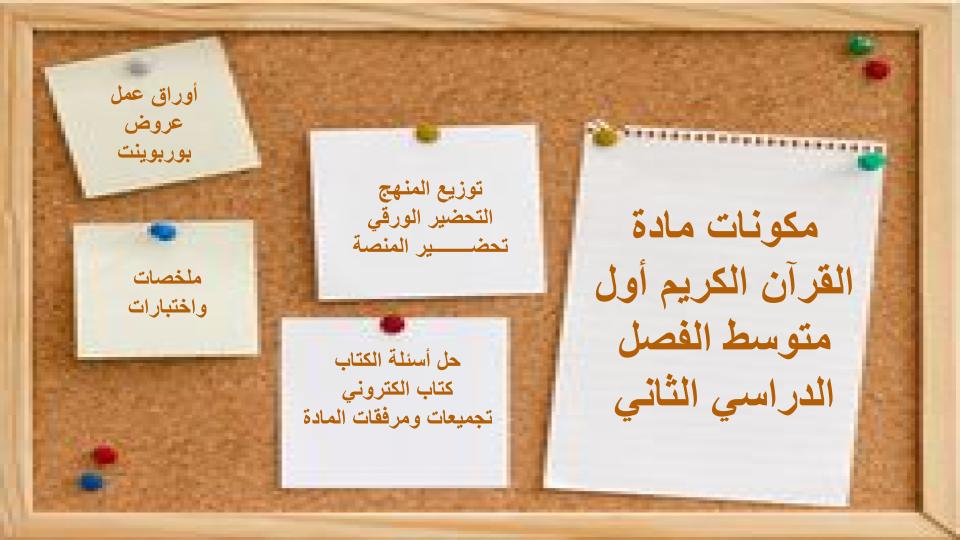 واجبات منصة مدرستي القرآن الكريم أول متوسط الفصل الثاني