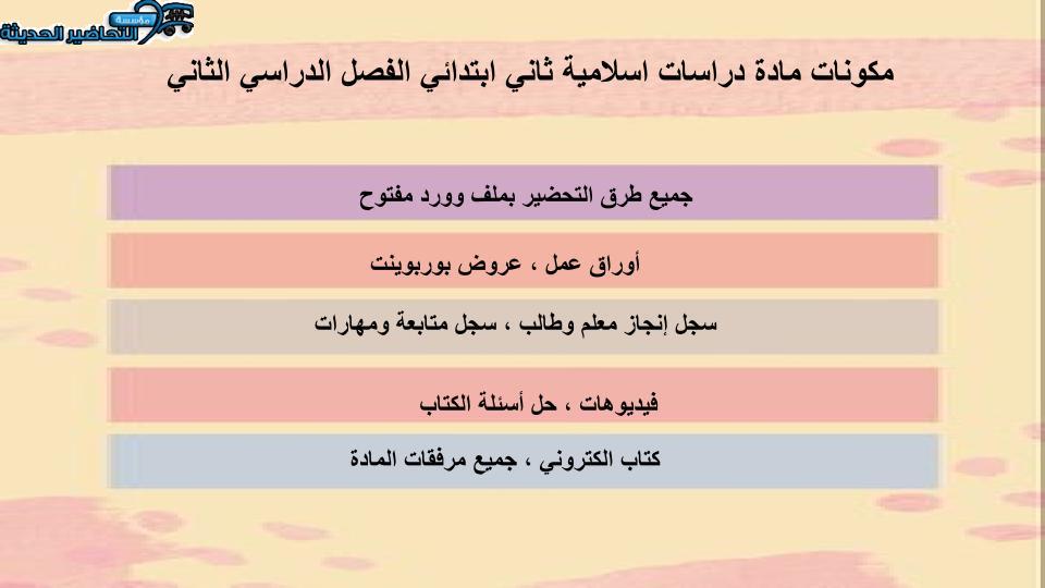 واجبات منصة مدرستي دراسات اسلاميه الصف الثاني الابتدائي الفصل الثاني