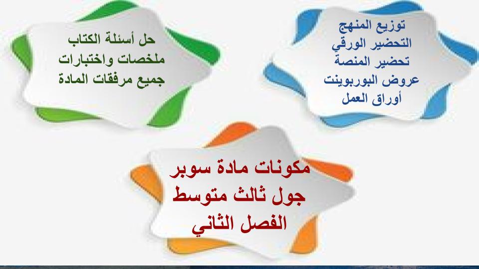 واجبات منصة مدرستي سوبر جول ثالث متوسط الفصل الثاني