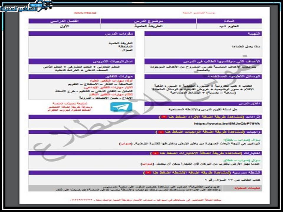 واجبات منصة مدرستي علوم الصف الرابع الابتدائي الفصل الثاني