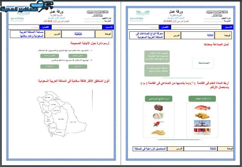 اغلاق الدرس دراسات اجتماعية التربية الفكرية الفصل الأول مدرستي