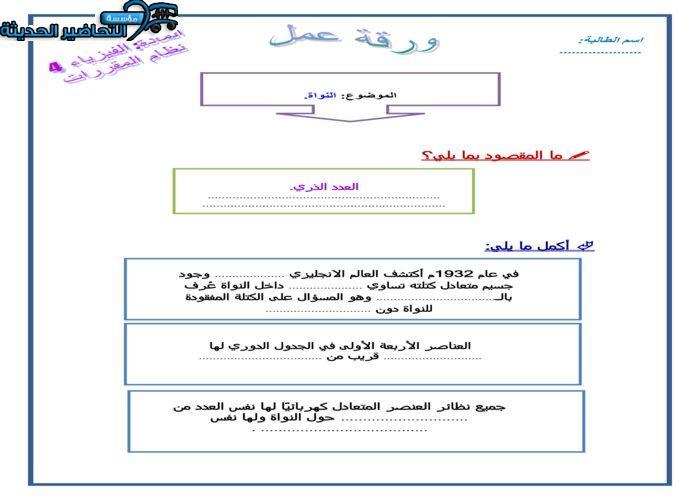 مهارات النواة فيزياء 4 مقررات