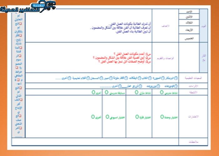 تحضير درس مكونات العمل الفني مادة التربية الفنية مقررات