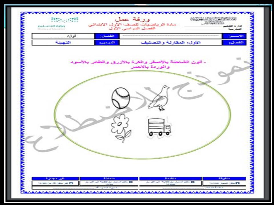 واجبات منصة مدرستي رياضيات الصف الأول الابتدائي الفصل الثاني