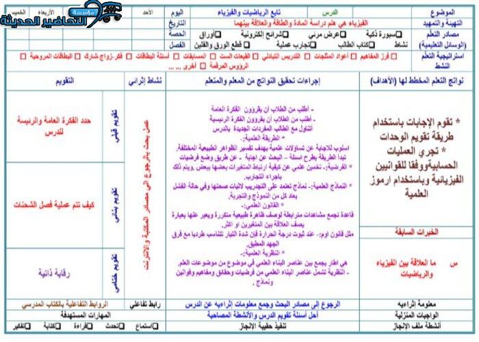 ورق عمل مادة فيزياء 1 مقررات