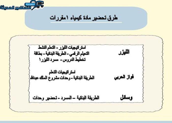 ورق عمل مادة كيمياء 1 مقررات