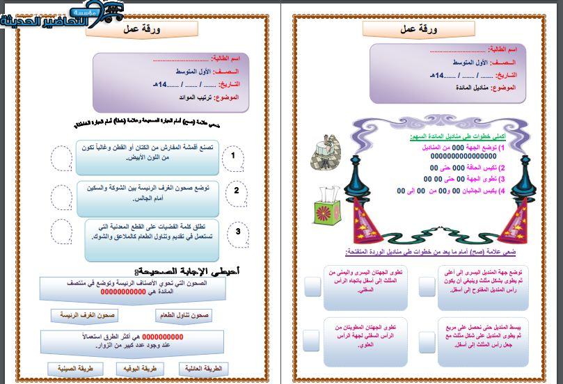 مهارات التفكير مهارات حياتية أول متوسط الفصل الأول مدرستي